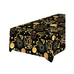 Nappe Happy new year noir et or 1.37 x 2.74 m  