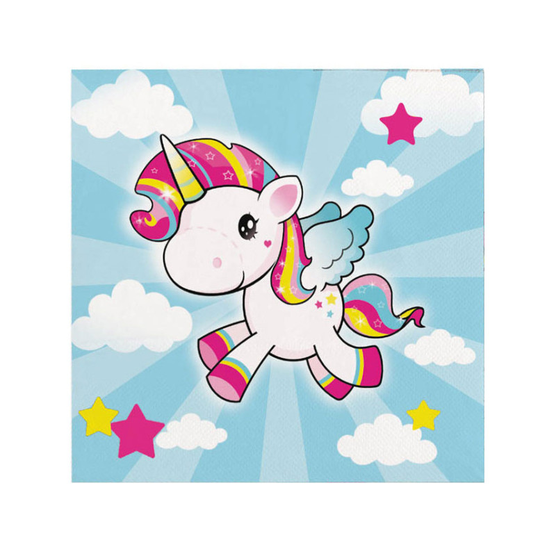 20 Serviettes en papier Licorne 33x33cm  