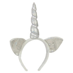 Serre-t√™te licorne argent avec oreilles adulte  