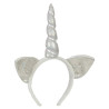 Serre-t√™te licorne argent avec oreilles adulte  