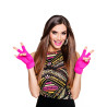 Mitaines courtes rose fluo adulte  