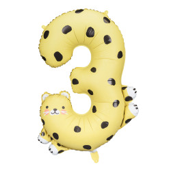 Ballon aluminium gu√©pard chiffre 3  