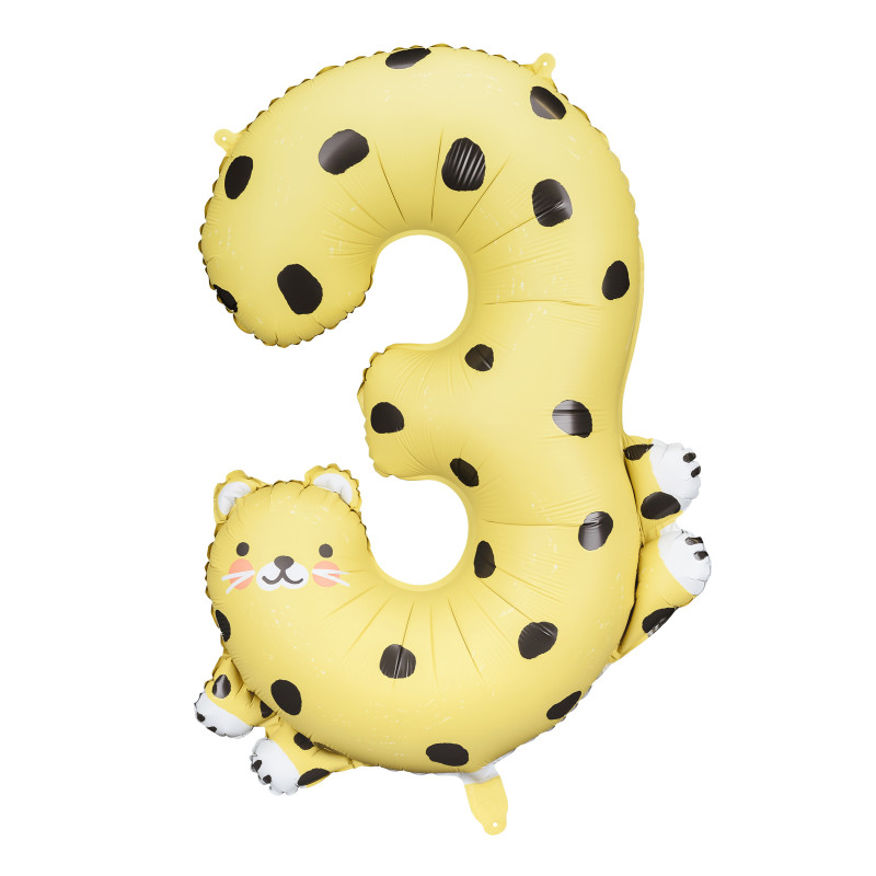 Ballon aluminium gu√©pard chiffre 3  