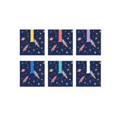 6 Sacs cadeaux en papier space adventure 13 x 14 cm  