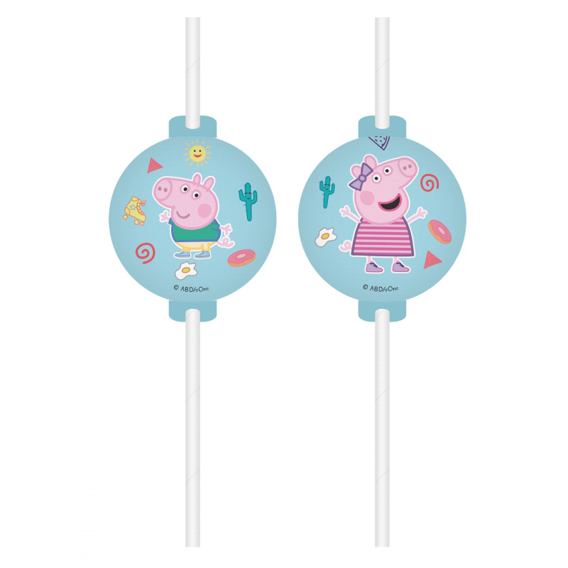 4 Pailles m√©daillon Peppa Pig  
