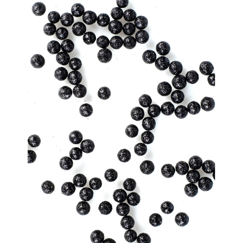 Mini boules paillet√©es noires 8 mm 10 gr, confettis de table chic  