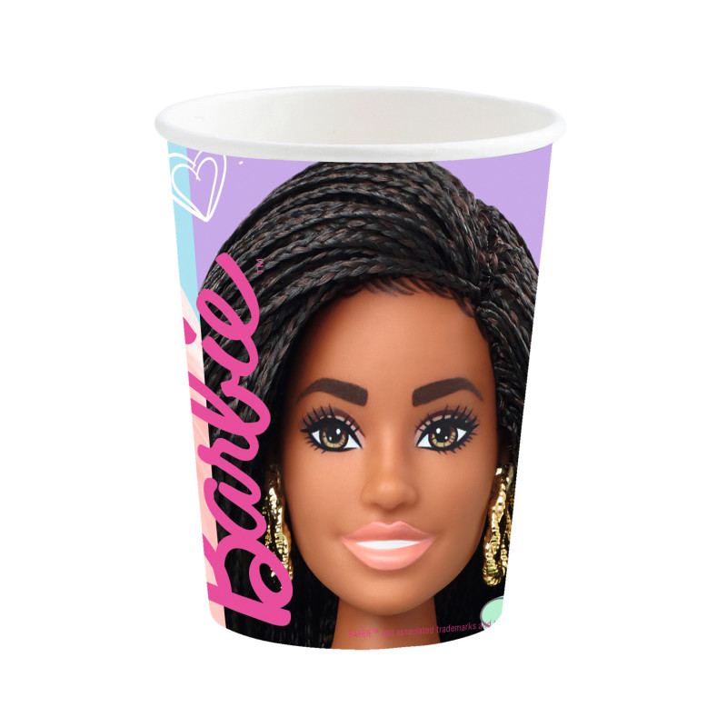 8 Gobelets en carton Barbie Sweet Life 250 ml  