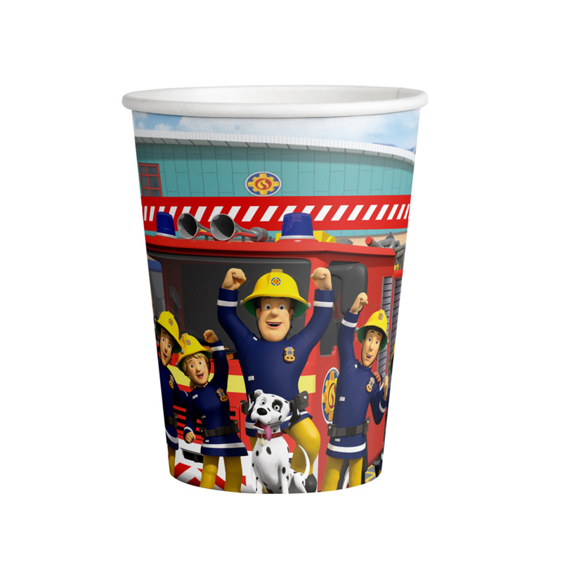 8 gobelets en carton Sam le Pompier 250 ml  