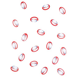 150 confettis de table ballons de rugby rouge et bleu en papier  