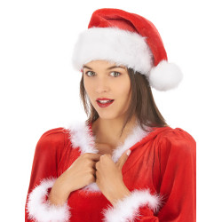 Bonnet No√´l avec fausse fourrure blanche  