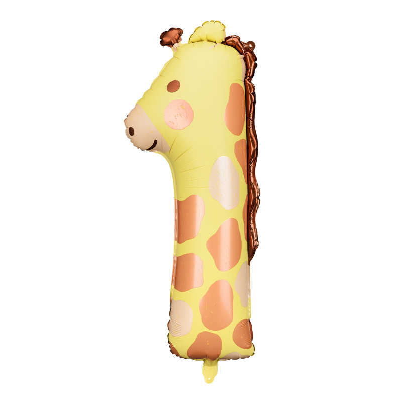 Ballon aluminium girafe chiffre 1  