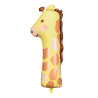 Ballon aluminium girafe chiffre 1  