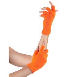 Mitaines courtes orange fluo adulte  