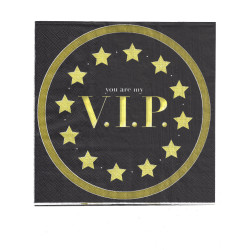 16 serviettes en papier noir et or 33 x 33 cm you are my vip  