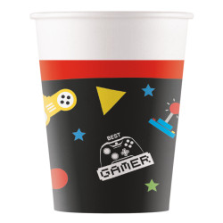8 Gobelets en carton Gaming party 200 ml  