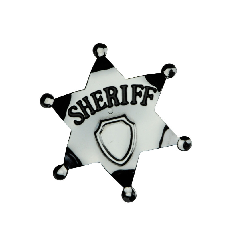 √âtoile de sheriff argent√©e 6 cm  