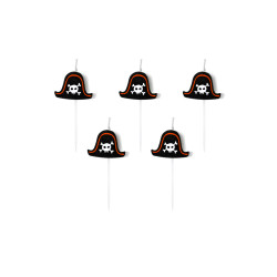 5 Bougies d'anniversaire sur pic chapeaux pirates 2 cm  