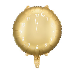 Ballon alluminium dor√© horloge minuit 45 cm  