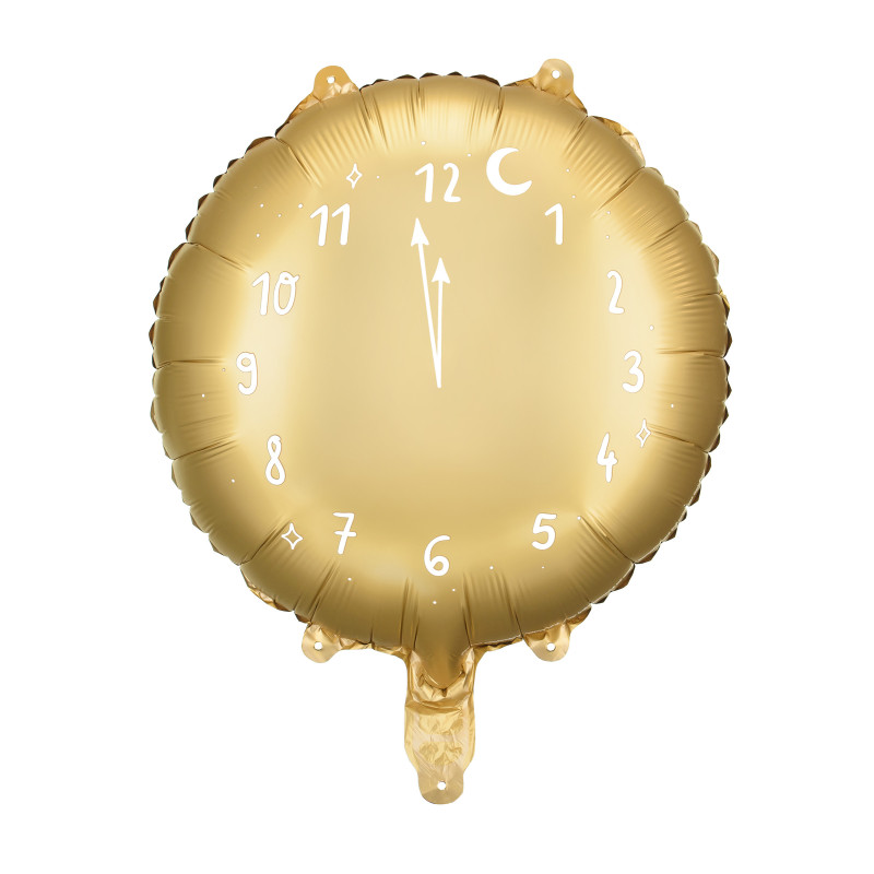 Ballon alluminium dor√© horloge minuit 45 cm  