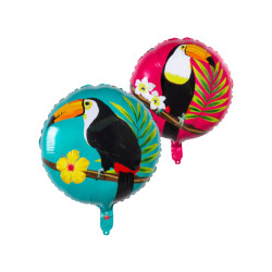Ballon aluminium toucan bleu et fuschia 45 cm  