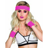 Bandeau et poignets roses 80's adulte  