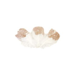 25 plumes paillet√©es blanches et rose gold 7,5 cm pour d√©coration  