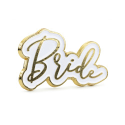 Pin's bride blanc et dor√© en m√©tal pour evjf  