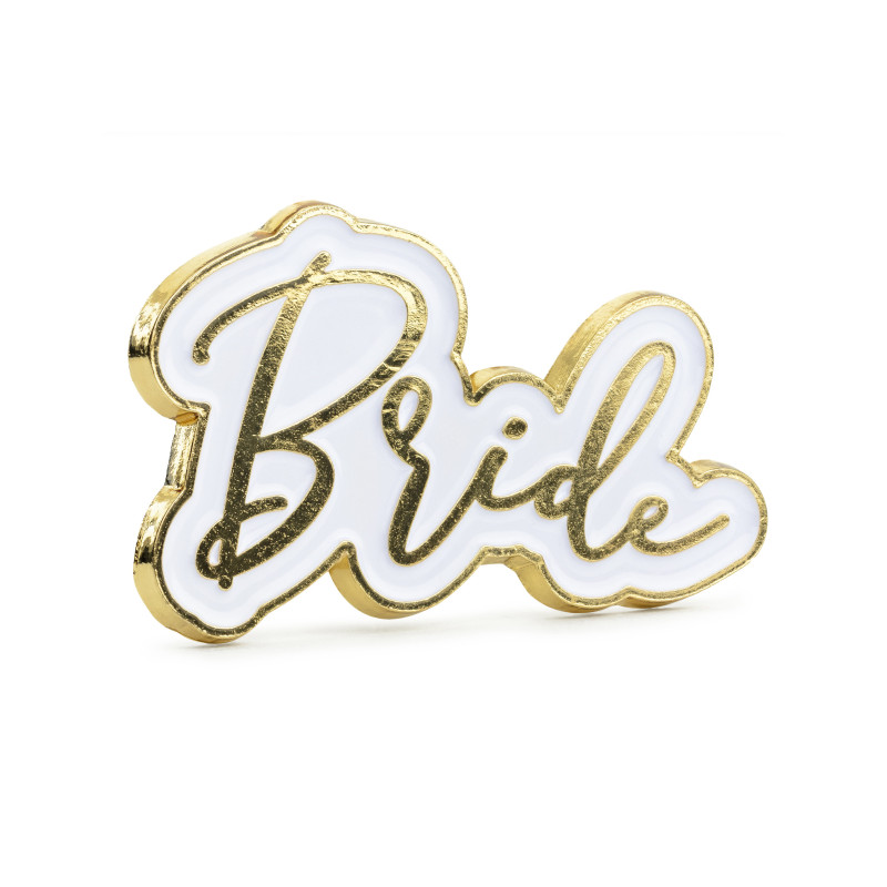 Pin's bride blanc et dor√© en m√©tal pour evjf  