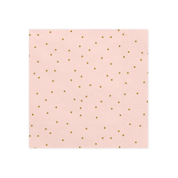 20 Serviettes en papier roses p√¢les √† pois dor√©s 33 x 33 cm  