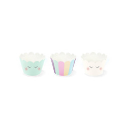 6 habillages √† cupcake licorne 7,5 x 5 cm pastel  