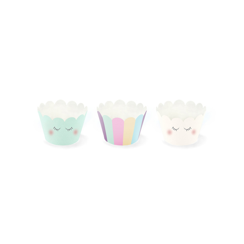 6 habillages √† cupcake licorne 7,5 x 5 cm pastel  