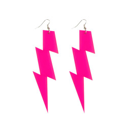 Boucles d'oreilles √©clair rose fluo adulte  