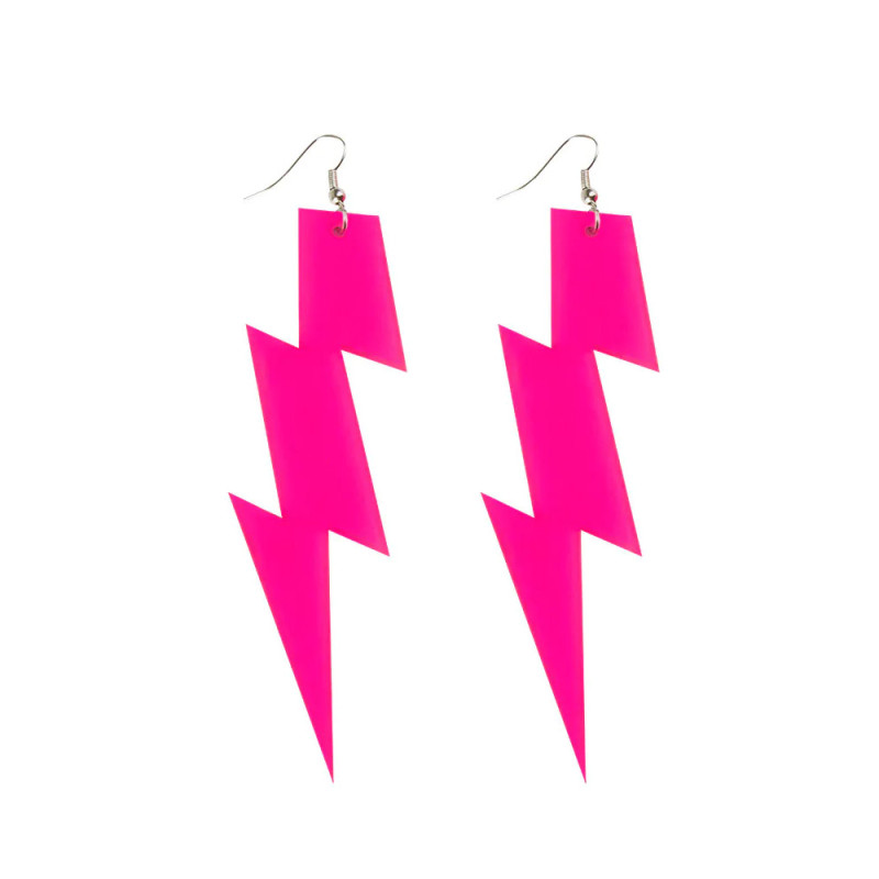 Boucles d'oreilles √©clair rose fluo adulte  