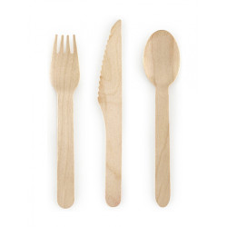 18 couverts en bois 16 cm assortis naturels  