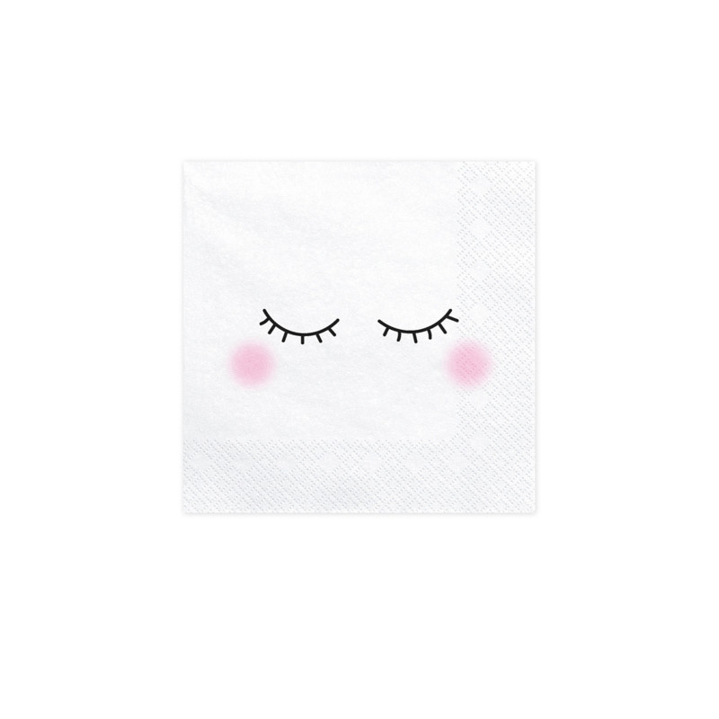 20 Serviettes en papier licorne blanches 33 x 33 cm  