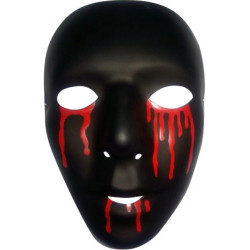 Masque noir avec larmes de sang homme Halloween  