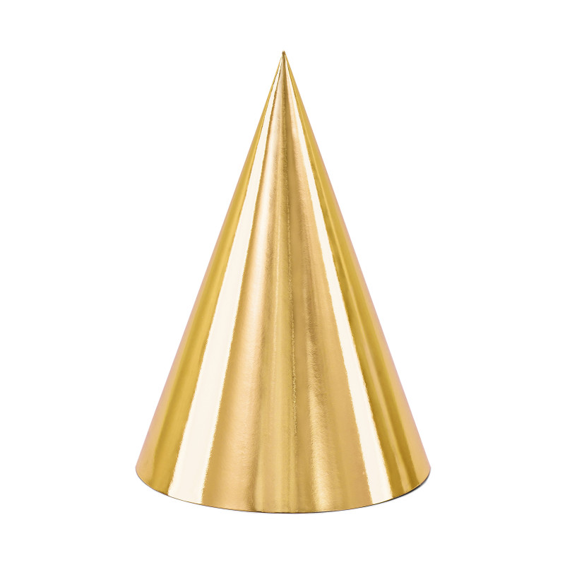 6 Chapeaux de f√™te en carton dor√©s 16 cm  