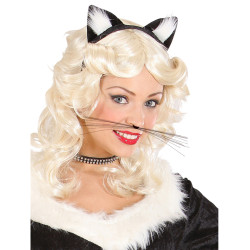 Moustache de chat noir adulte  