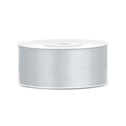 Ruban satin argent 2,5 cm x 25 m pour d√©coration  