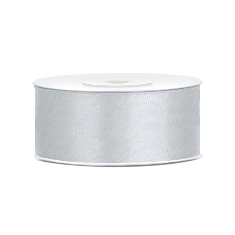 Ruban satin argent 2,5 cm x 25 m pour d√©coration  