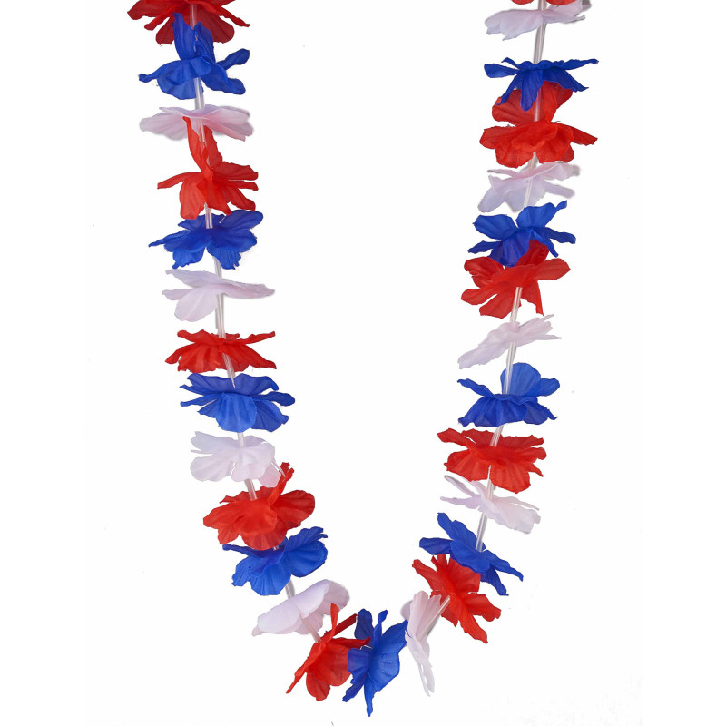 Collier hawa√Ø tricolore supporter France adulte  