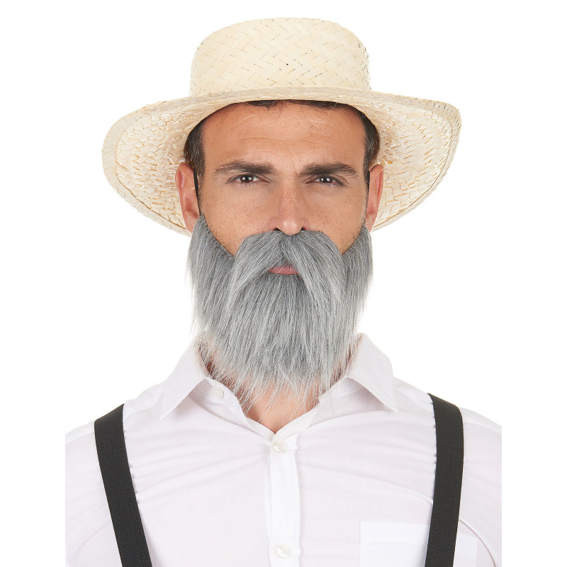 Moustache et barbe grises adulte  