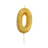 Bougie chiffre 0 dor√© √† paillettes 9 cm  