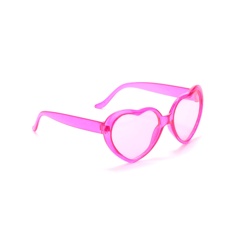 Lunettes roses coeur plastique adulte  