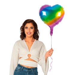 Ballon aluminium coeur multicolore 45 cm  