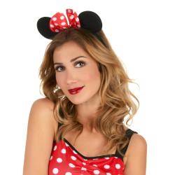 Serre-t√™te oreilles de souris avec noeud √† pois femme  