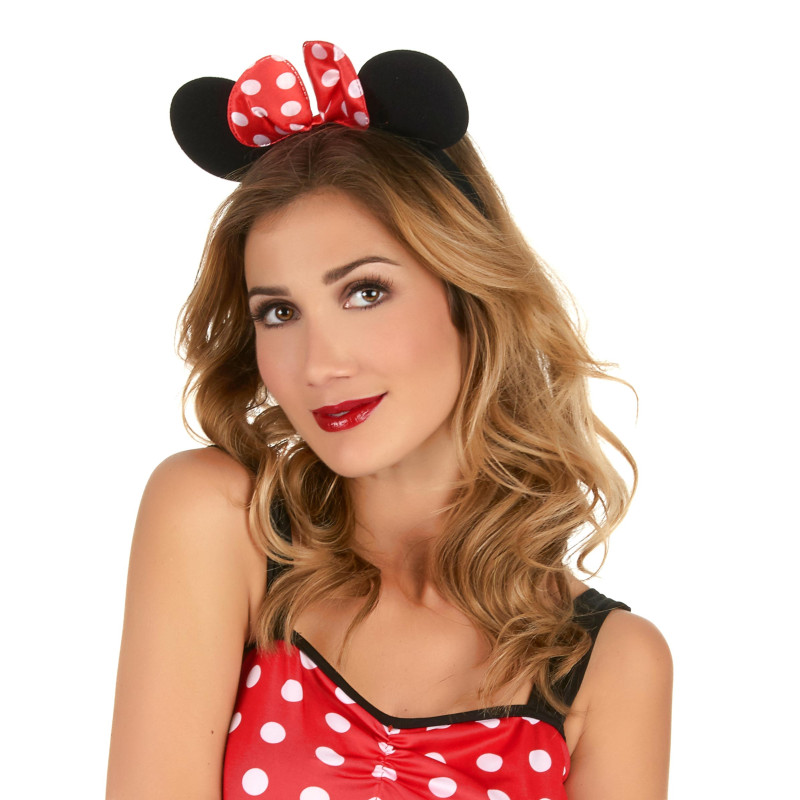 Serre-t√™te oreilles de souris avec noeud √† pois femme  