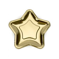 6 Petites assiettes en carton √©toile m√©tallique dor√© 18 cm  