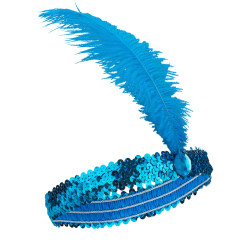 Bandeau Charleston √† sequins et plume bleu femme  