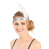 Bandeau Charleston √† sequins et plume argent√© femme  